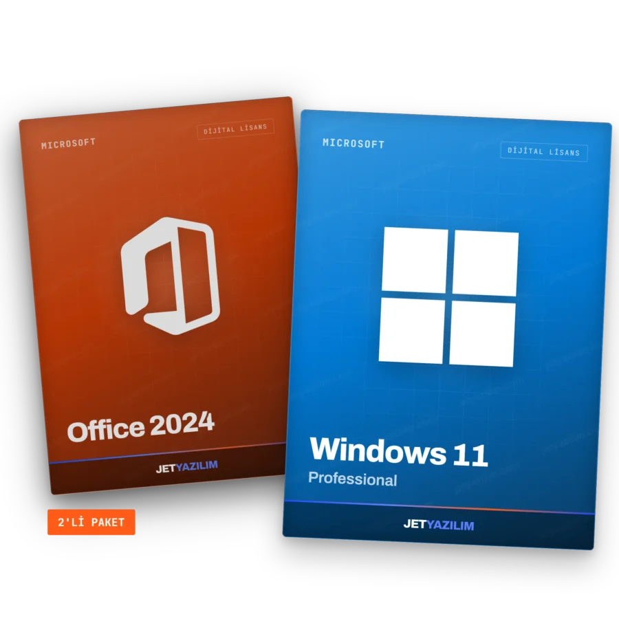 Windows 11 Professional ve Office 2024 ikili paket dijital lisans anahtarı – Jet Yazılım ürün görseli